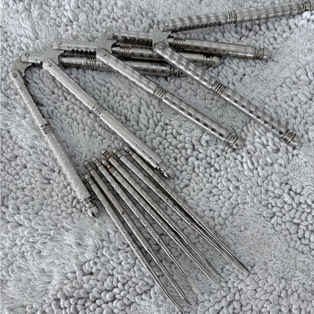 1940s HMQ 4 Nut Crackers 7 Picks Total 11 Henry Marcus Quackenbush Stainless MCM